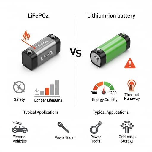 Comparison of Lithium Iron Phosphate and Lithium-Ion Batteries